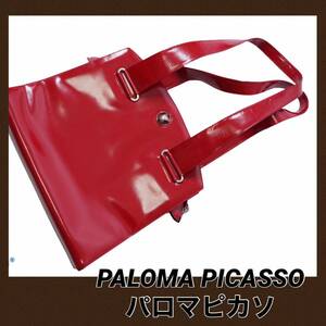 PALOMA PICASSO パロマピカソ ロゴ金具 ショルダーバッグ 赤 ロゴ A4サイズ パロマピカソ 肩掛け ロゴ金具 ワンポイント 防水 エナメル red