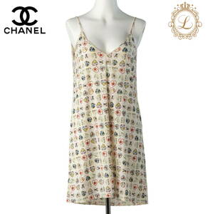 【返品可】CHANEL シャネル バレンタイン ハート トップス キャミソール ワンピース 38 白×マルチカラー ブランド アパレル 中古 中古品-