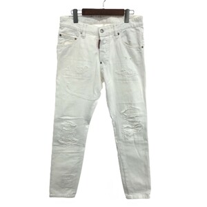 良好◆Dsquared2 ディースクエアード ダメージ加工 デニム パンツ サイズ:46◆S74LB1278 ホワイト メンズ SKATER JEANS ボトムス 23SS