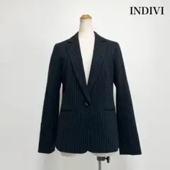 INDIVI ジャケット 黒 ストライプ お仕事 セレモニー 入学式 卒業式