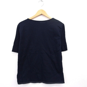 デミルクス ビームス Demi-Luxe BEAMS Tシャツ カットソー 無地 シンプル 七分袖 コットン 綿 ネイビー 紺 /MT34 レディース