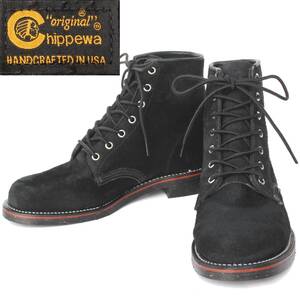 (44539)極上美品CHIPPEWAチペワ1901M28サービスブーツMADE IN USA 8D約26cm (スエード プレーントゥ黒ブラック黒タグ復刻 ヴィンテージ)