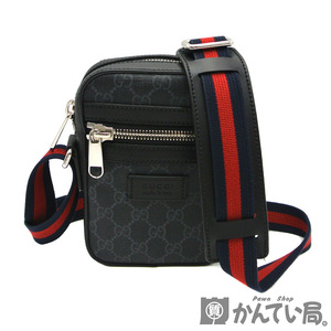 20915 GUCCI【グッチ】GGスプリーム シェリーライン ショルダーバッグ ダークグレー系 682357【中古】USED-AB