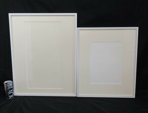 画廊から入荷68■額■白/ホワイト 2個セット 約36×44㎝・約41×52㎝ フレーム 水彩/写真/ポスター アート ハンドメイド