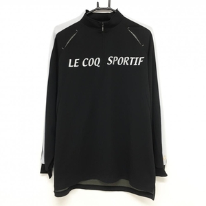 【超美品】ルコック ジャージブルゾン 黒×白 ハイネック ハーフジップ メンズ L ゴルフウェア le coq sportif