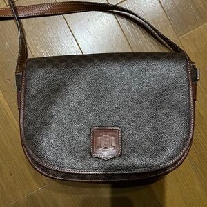 1円〜 CELINE セリーヌ ショルダーバッグ レザー ブラウン系 マカダム トリオンフ レザー 斜め掛け