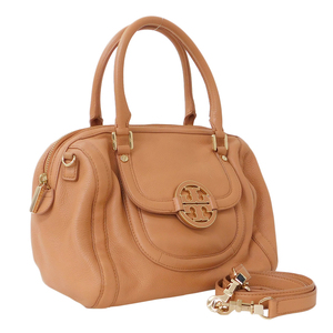 1円 ■ 美品 トリーバーチ 2WAYバッグ ベージュ系 ペブルドレザー レディース TORY BURCH ■E.Bll.zE-04