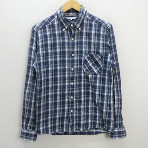 z■ユナイテッドアローズ/UNITED ARROWS GLR 長袖チェックシャツ ボタンダウン【L】紫系/men