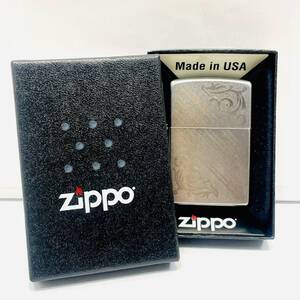 ☆マットがかっこいい 未使用 箱付き Zippo ジッポ 2014年 シルバーカラー 銀色 フロレンティーン MADE IN USA オイルライター【B17208KM】