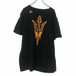 adidas 半袖 プリント Tシャツ L ブラック イエロー アディダス ビッグプリント 古着卸 アメリカ仕入 a508-5137