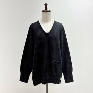 2022 UNDERCOVER V-NECK TOP アンダーカバー Vネック オーバーサイズ サイドスリット タック ストライプ スウェット UA2B1803-2 サイズ 2