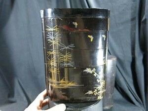 A　印籠形重箱　江戸時代　漆器　蒔絵　印籠　珍品　重箱　おせち料理　ご馳走　花見　行楽　弁当　骨董　美術品