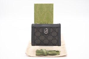 ☆安心の３大保証☆ ABランク ≪GUCCI グッチ/二つ折り財布≫ 760238 GGスプリーム コンパクトウォレット グレー PVC×レザー 美品 送料込