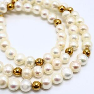 1円〜!!＊K18 本真珠 ネックレス＊ n 約13.9g 約42.5cm pearl necklace jewelry パール ジュエリー EA5/EB5 A5