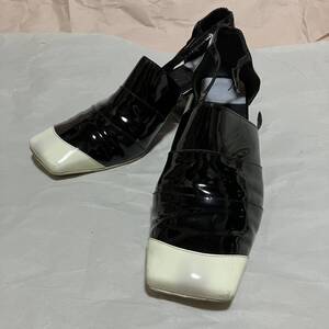 【CHANEL / シャネル】 バイカラー アンクルストラップ パンプス / エナメル / 34.5