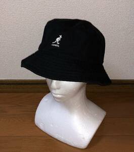 美品 KANGOL Washed Bucket K4224HT カンゴール ウォッシュド バケット バケットハット M メトロハット ベルハット ブラック 黒 男女兼用