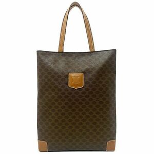 セリーヌ ハンドバッグ ブラウン マカダム M171 ミニ トート PVC レザー 中古 CELINE 総柄 ロゴ