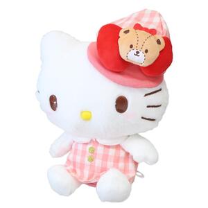 ◆新品　ハローキティ　Hello Kitty　プラッシュドール　S　ぬいぐるみ〈ギンガムチェック・キャスケット〉サンリオ　sanrio