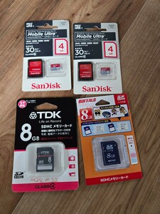 SDカード4個セット　TDK　BUFFALO　バッファロー　micro SDカード マイクロSDカード SanDisk SDHC