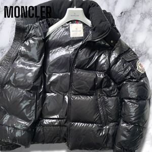 極美品!!! モンクレール ヒマラヤ ダウンジャケット ビッグワッペン ロゴ 光沢 ブラック 黒 アウター MONCLER HIMALAYA メンズ 1 M位