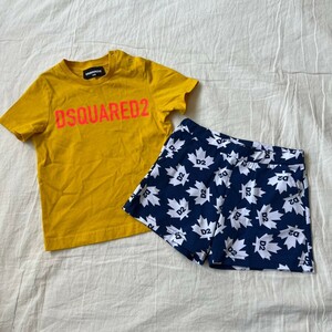 DSQUARED2 ディースクエアード　キッズ　半袖　ハーフパンツ　セットアップ　イエロー　ブルー　24M