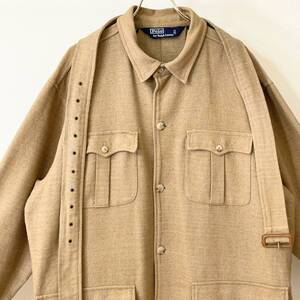 希少《 Mint Condition / Safari 》80s 90s 極上品【 Ralph Lauren エポレット無し ホップサック サファリ ジャケット L ビンテージ 】