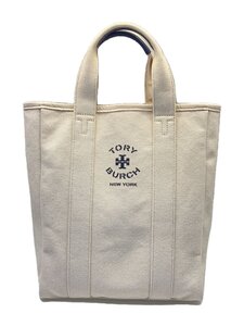 TORY BURCH◆トートバッグ/キャンバス/WHT