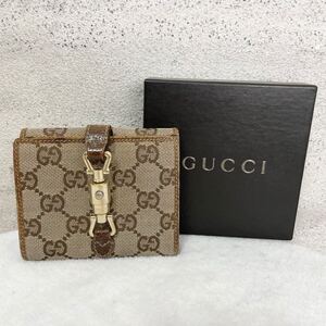 【贅沢品の極み】GUCCI グッチ　折財布　コインケース カードケース　お札ケース　GG キャンバス　レザー　本革　ベージュ　ロゴ　総柄