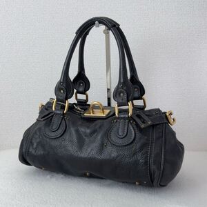 1円 ◆ Chloe クロエ ハンドバッグ パディントン ハンドバッグ トートバッグ 南京錠 パドロック イタリア製 黒 ブラック ゴールド金具 y2k