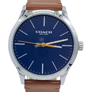 KS USED COACH コーチ CA118.２.112.1640 バクスター 腕時計 クオーツ 稼動品 ラウンド ステンレス レザーベルト レディース 箱 付き