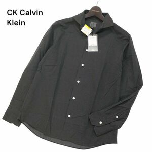 【新品 未使用】 CK Calvin Klein カルバンクライン 通年 刺し子ドット★ 長袖 シャツ Sz.M　メンズ 黒 日本製　I4T01621_5#C