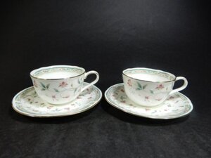 Noritake　ノリタケ　HANA SARASA　ハナサラサ　カップ＆ソーサー　2客　金彩　小花　コーヒー　紅茶　コレクション　L-260