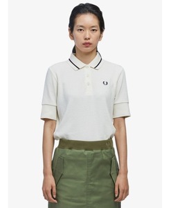 「FRED PERRY」 半袖ポロシャツ 10 ベージュ レディース