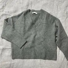 ZARA ザラ Vネックニット セーター グレー M