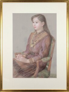 徳田宏行 パステル画『女性像』【真作保証】 絵画 - 北海道画廊