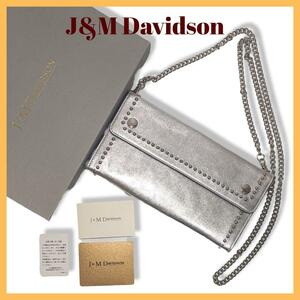 【極美品】J&M Davidson ウォレットポーチ　ショルダーバッグ　シルバー