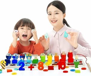 CJM423★さかなつり 数字 積み木 子供 木製 釣り遊び 色認知 マグネット 磁石 かわいい フィッシング 釣りゲームカラフル