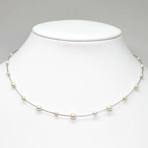 ＊TASAKI(田崎真珠)K18WGアコヤ本真珠ベビーパールネックレス＊m 約3.0g 約45.0cm 3.0~5.0mm珠 pearl jewelry necklace EA2/EA2