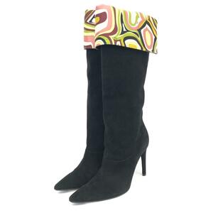 ◆EMILIO PUCCI エミリオプッチ ロングブーツ 35 1/2◆ ブラック スエード レディース 靴 シューズ ブーティー boots