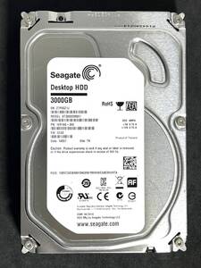 【送料無料】 ★ 3TB ★　ST3000DM001　/　Seagate　【 使用時間：2ｈ】稼働極少　ST3000DM001-1ER166　FW: CC43　3.5インチ 内蔵HDD SATA 