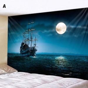 ■ 150×130ｃｍ 3デザイン 海賊船 帆船 月夜 夕焼け 美麗 タペストリー ■ 帆船 船 インテリア 海賊船 装飾 リビング 壁掛け壁 装飾 B975