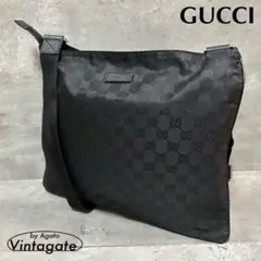 GUCCI グッチ ヴィンテージサコッシュ ナイロンジャガードGGパターン 黒