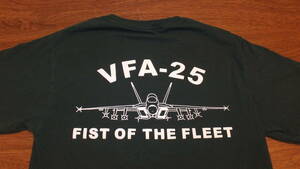 【VFA-25】Fist of the Fleet 米海軍第25戦闘攻撃飛行隊 米海軍リムーア基地 TシャツサイズS　F/A-18 CVW-11 US NAVY コットンUSN