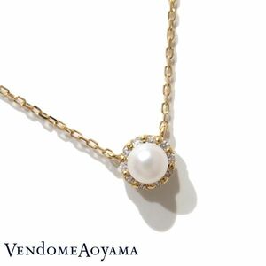 美品★Vendome Aoyama ベビーパール ダイヤモンド K18YG ネックレス イエローゴールド ヴァンドーム青山★