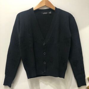 ほぼ未使用 RALPH LAUREN ラルフローレン ニットカーディガン XSサイズ ブラック ロゴ ショート丈 トップス レディース 長袖 Vネック 