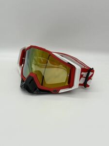 モトクロス　ゴーグル　赤白　MX ヘルメット　オフロード　100 スノーボード