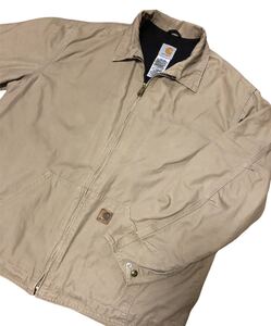 カーハート carhartt ジップジャケット 長袖ブルゾン　ベージュ# 14806 J210 QKH SIZE X Large 裏地メッシュ素材　廃盤品　古着