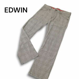 EDWIN エドウィン EGF503 EDGE OF BLUE JEANS★ストレッチ グレンチェック ストレート パンツ Sz.32　メンズ 日本製　C4B03771_8#R