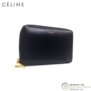 セリーヌ （CELINE） ジップ ウォレット コンパクト ラウンドファスナー 二つ折り 財布 ブラック 旧ロゴ（中古）