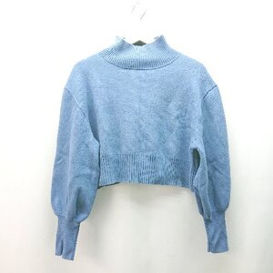 ◇ JEANASIS ジーナシス ハイネック ショート丈 秋冬 カジュアル 長袖 ニット セーター サイズF ブルー レディース E